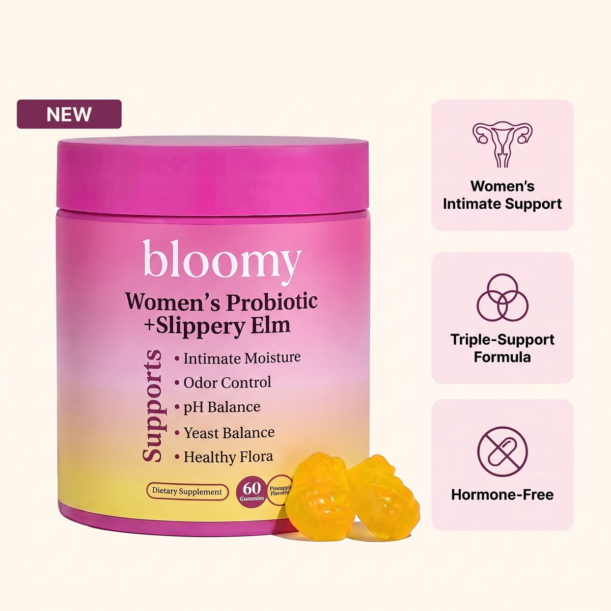 Bloomy Women's Probiotic Gummies jar